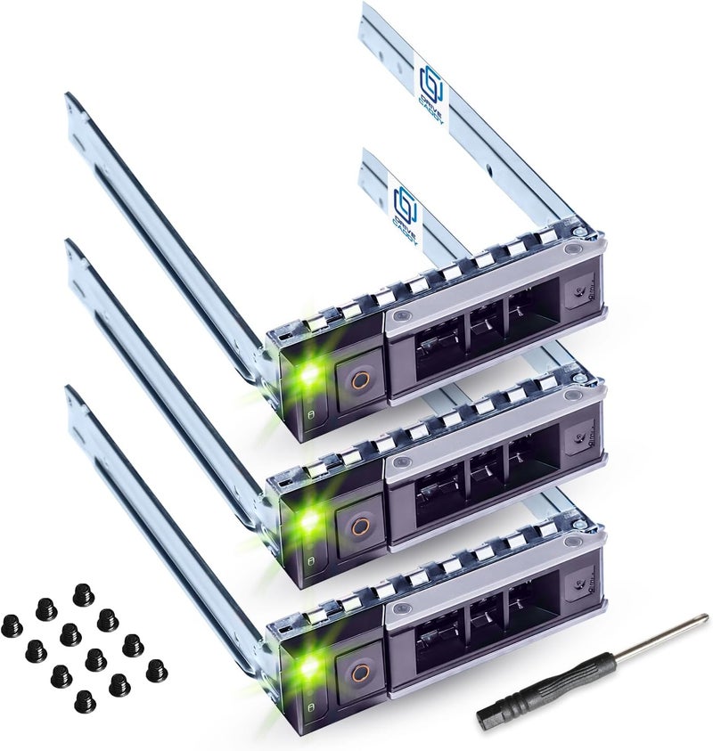 DRIVECADDY 3-Pack 3.5" Hard Drive Caddy - Compatible for Dell PowerEdge Servers - 14-17th Gen T560 R660 R6625 R7615 R7625 R760 R250 R350 T350 R240 R340 R440 R540 - SSD SAS SATA NVMe Tray - Image 1